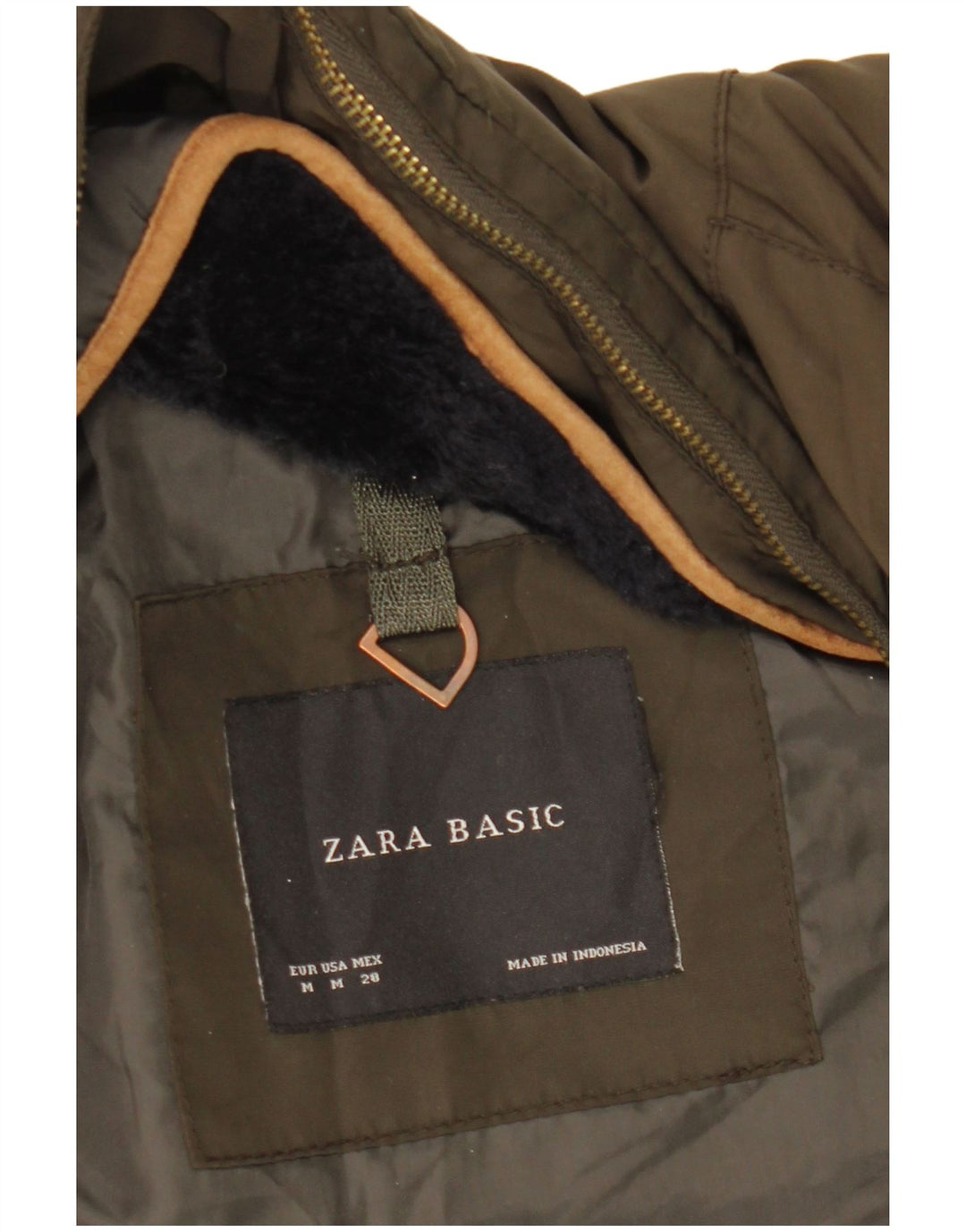 Zara Damen-Jacke mit Kapuze, gepolstert, UK 14, Mittel Khaki