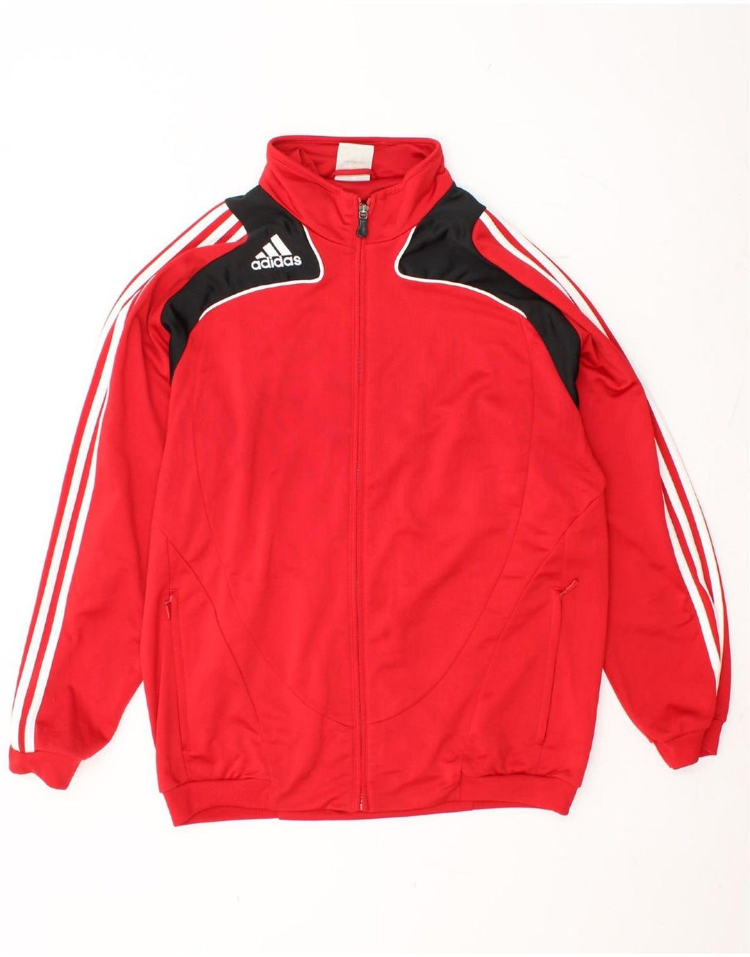 ADIDAS Herren-Trainingsanzug-Top-Jacke, UK 42/44, großes rotes Farbblock-Polyester