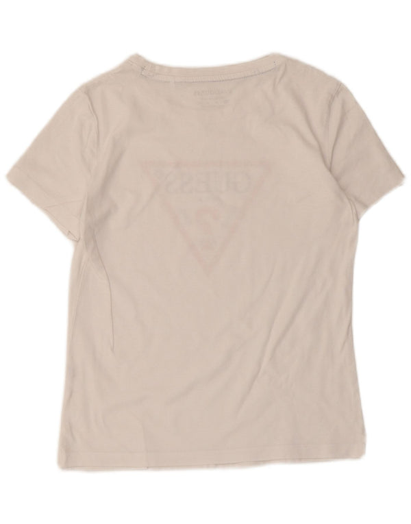 Guess Damen-T-Shirt mit Grafik, UK 6 XS, weiße Baumwolle