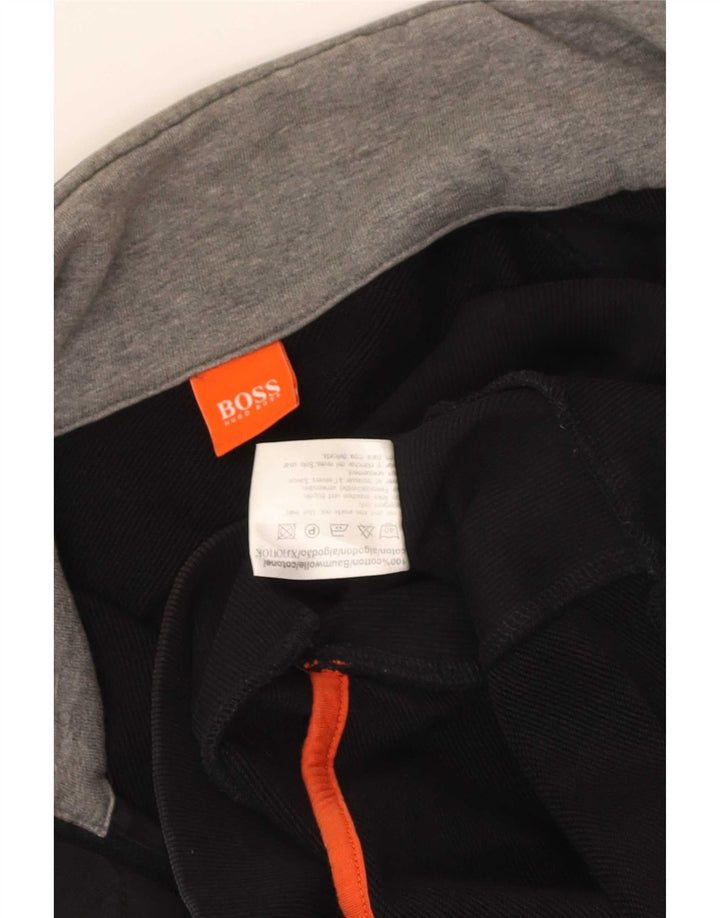 Hugo Boss Herren-Trainingsanzug-Oberteil, Jacke, 2XL, schwarze Farbblock-Baumwolle