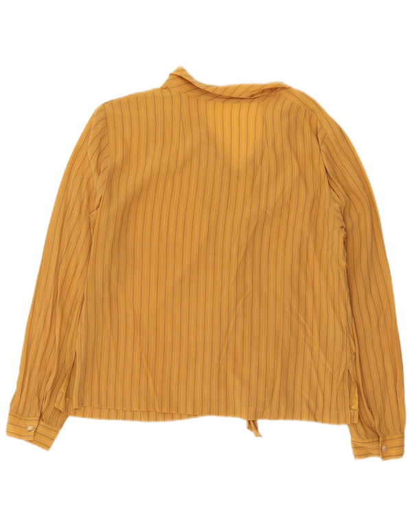Vintage Damen Durchsichtiges Blusentop UK 16 Groß Gelb gestreift
