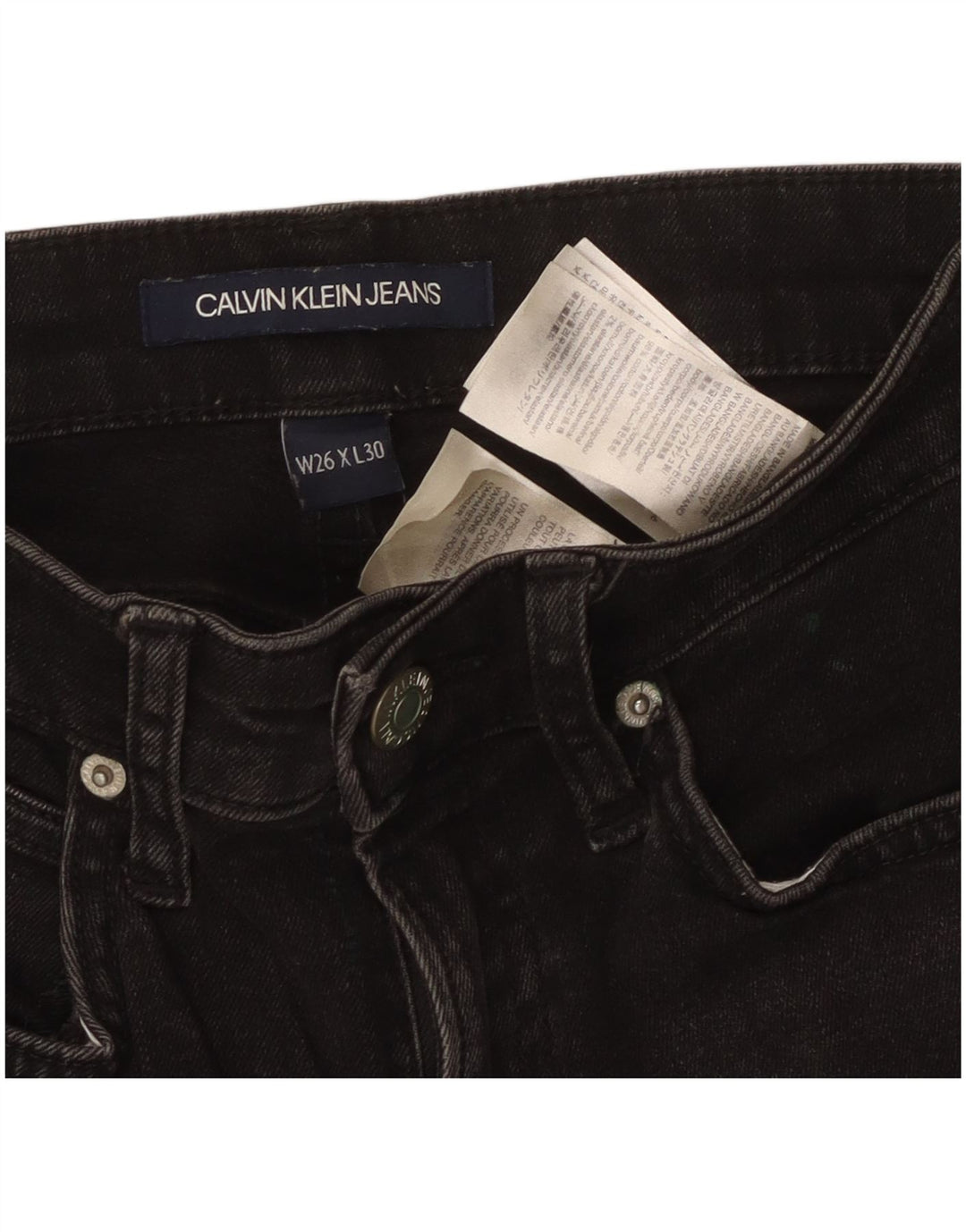 CALVIN KLEIN Damen Skinny Jeans W26 L30 Schwarze Baumwolle