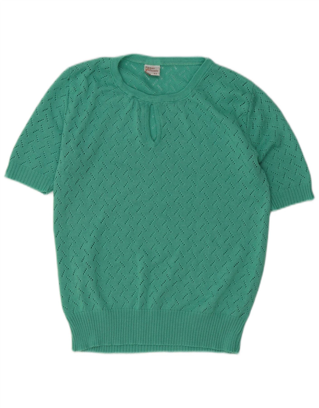 Vintage Damen Pullover mit Rundhalsausschnitt IT 44 Mittelgrünes Polyacryl