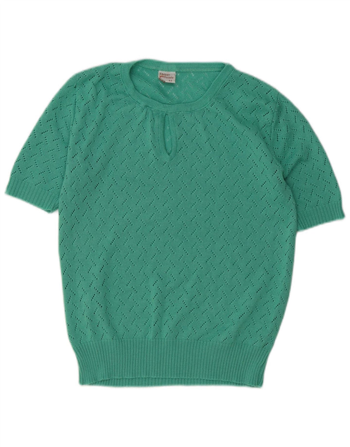 Vintage Damen Pullover mit Rundhalsausschnitt IT 44 Mittelgrünes Polyacryl