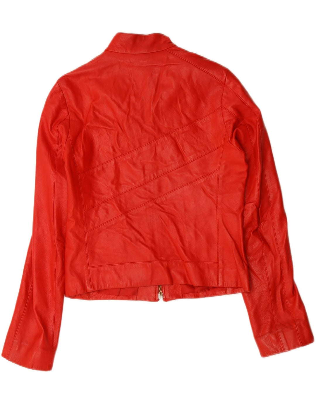 Vintage Damen Leder Racer Jacke IT 44 Mittelrotes Leder