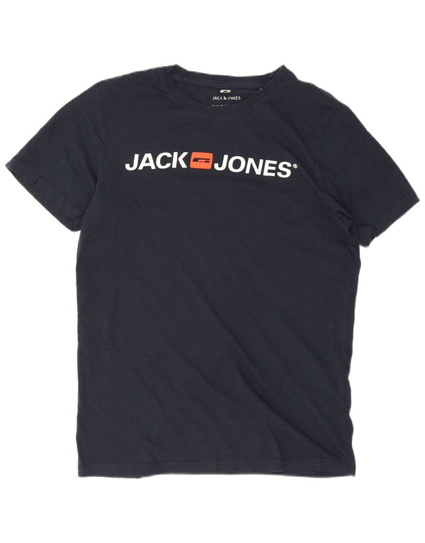Jack & Jones Herren-T-Shirt mit Grafik, mittlere Marineblau-Baumwolle