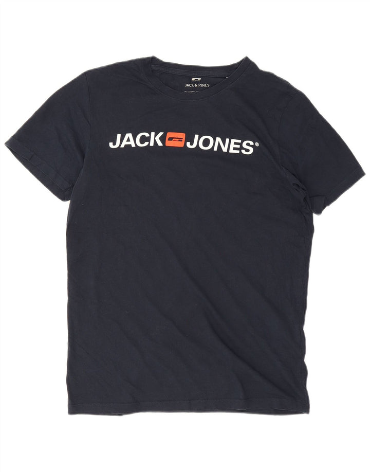 Jack & Jones Herren-T-Shirt mit Grafik, mittlere Marineblau-Baumwolle