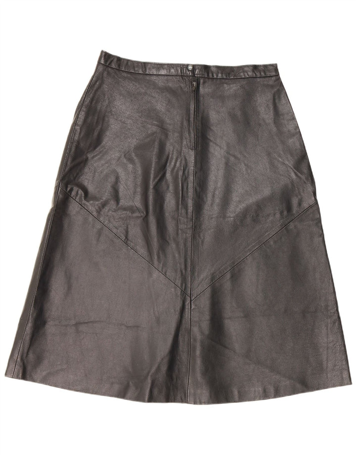 Vintage Damen Lederrock IT 52 2XL W32 Schwarz