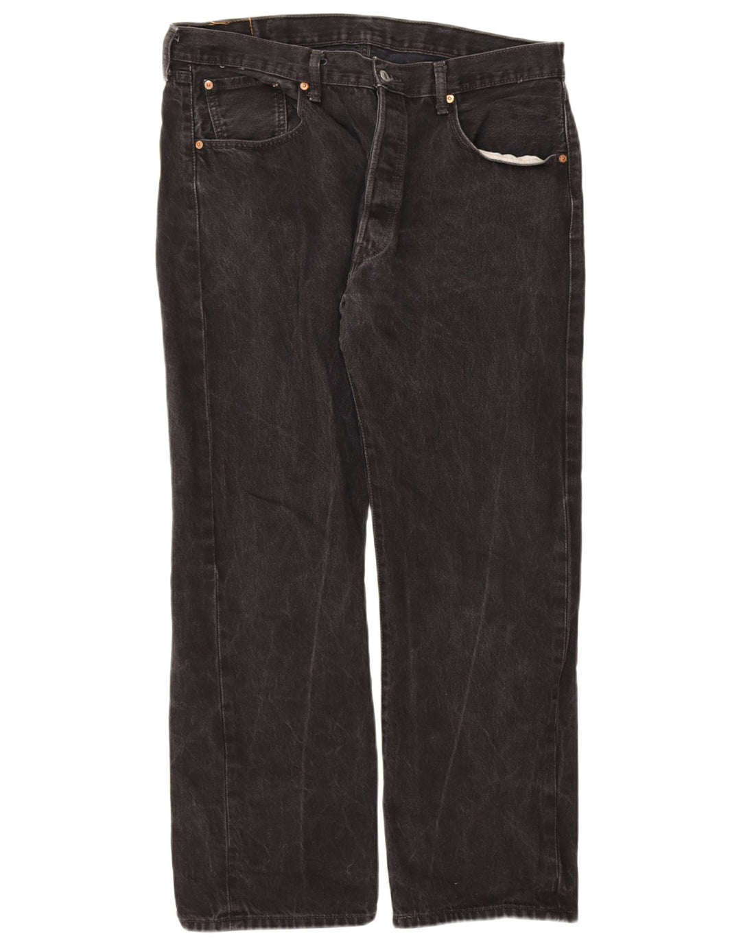 Levi's Herren 501 Straight Jeans W38 L30 schwarze Baumwolle
