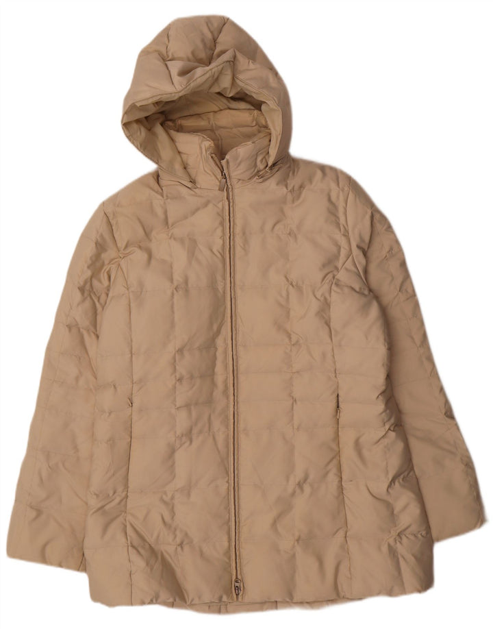 SERGIO TACCHINI Wattierter Damenmantel mit Kapuze UK 16 Large Beige Polyester