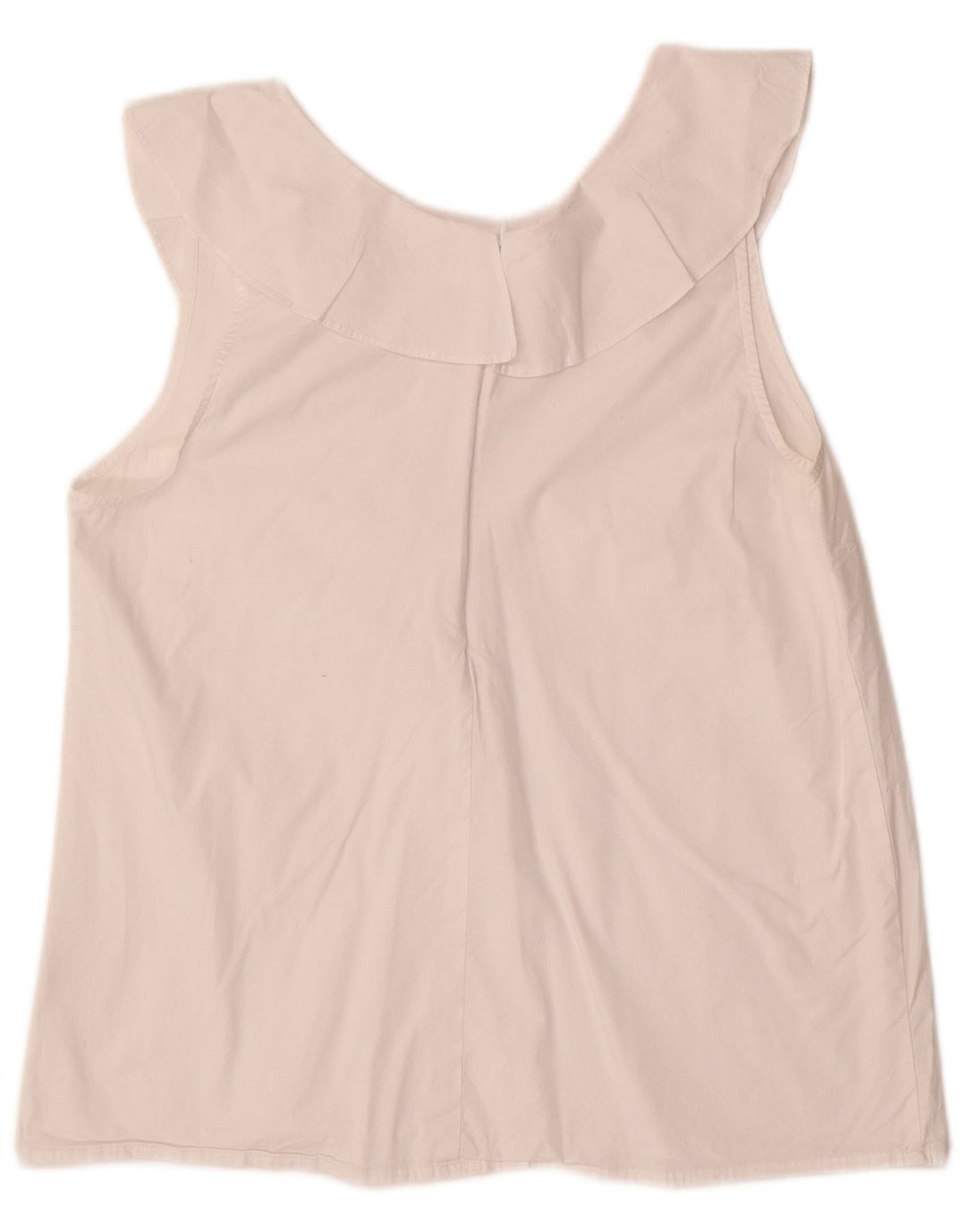 J. Crew Ärmelloses Blusenoberteil für Damen, US 10, Größe L, weiße Baumwolle