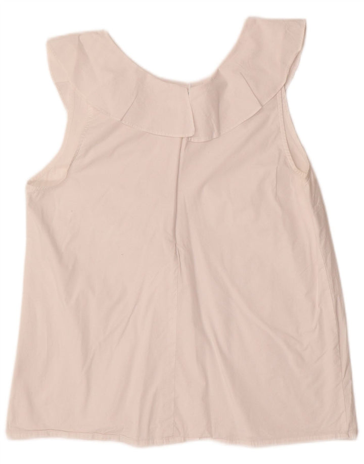 J. Crew Ärmelloses Blusenoberteil für Damen, US 10, Größe L, weiße Baumwolle