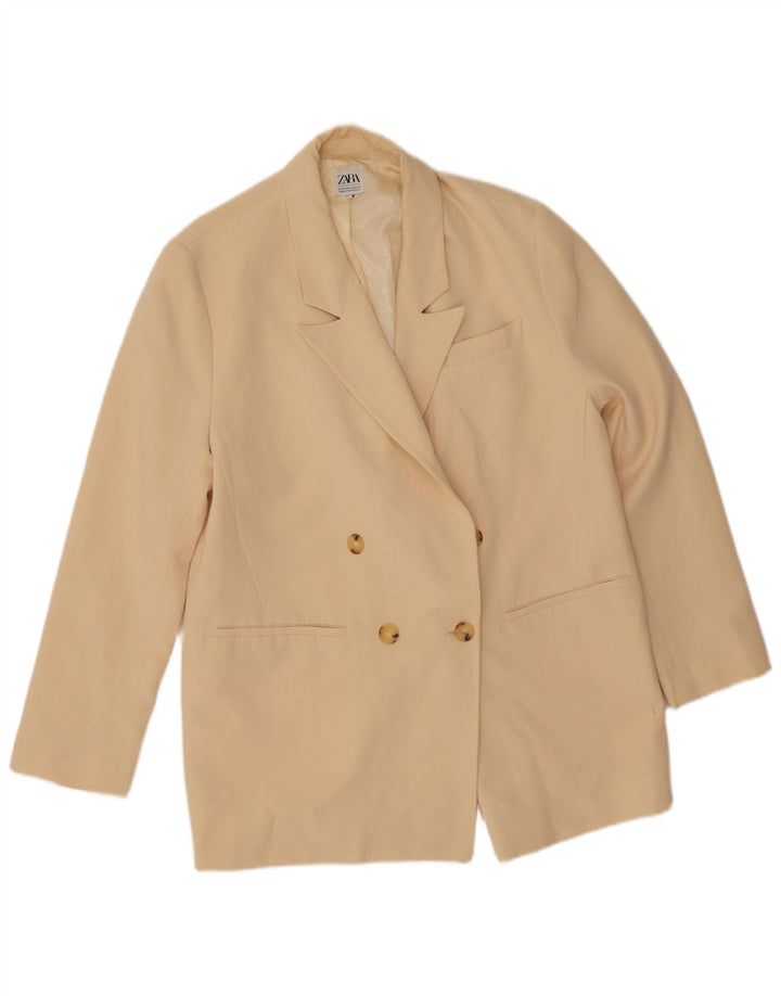 Zara Damen-Blazer, lockere Passform, zweireihig, Gr. 14, Mittelbeige