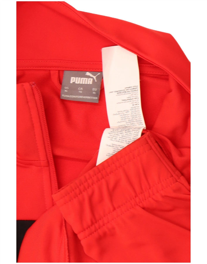 PUMA Herren-Trainingsanzug-Oberteil, Jacke, XL, rotes Farbblock-Polyester