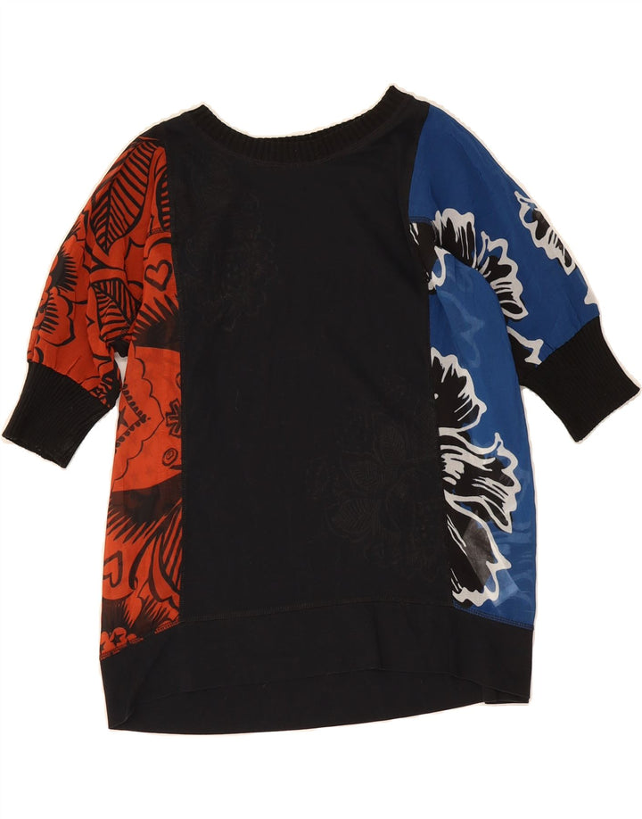 DESIGUAL Womens Oversized Tunic Top UK 10 Small Multicoloured Floral Vintage Desigual and Second-Hand Desigual from Messina Hembry 