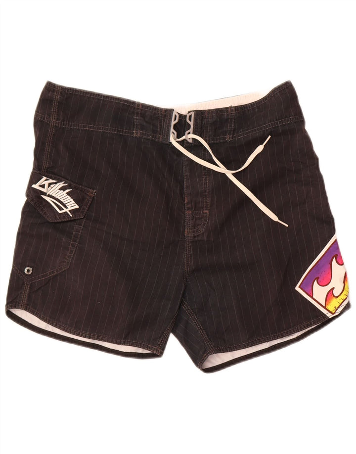 Billabong Herren-Badeshorts mit Grafik, groß, schwarzes Nadelstreifen-Polyester