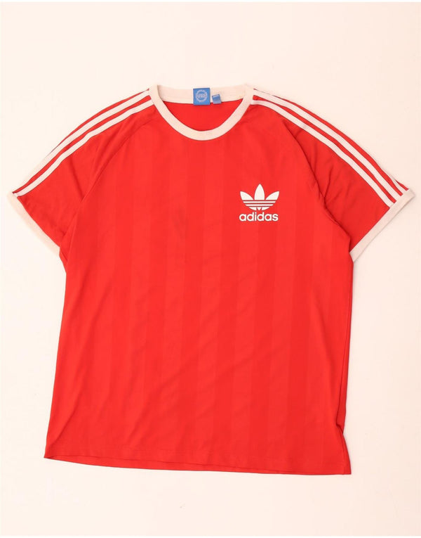Adidas Herren T-Shirt Top XL Rot gestreift Polyester