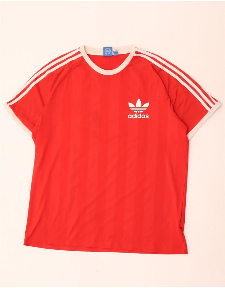 Adidas Herren T-Shirt Top XL Rot gestreift Polyester