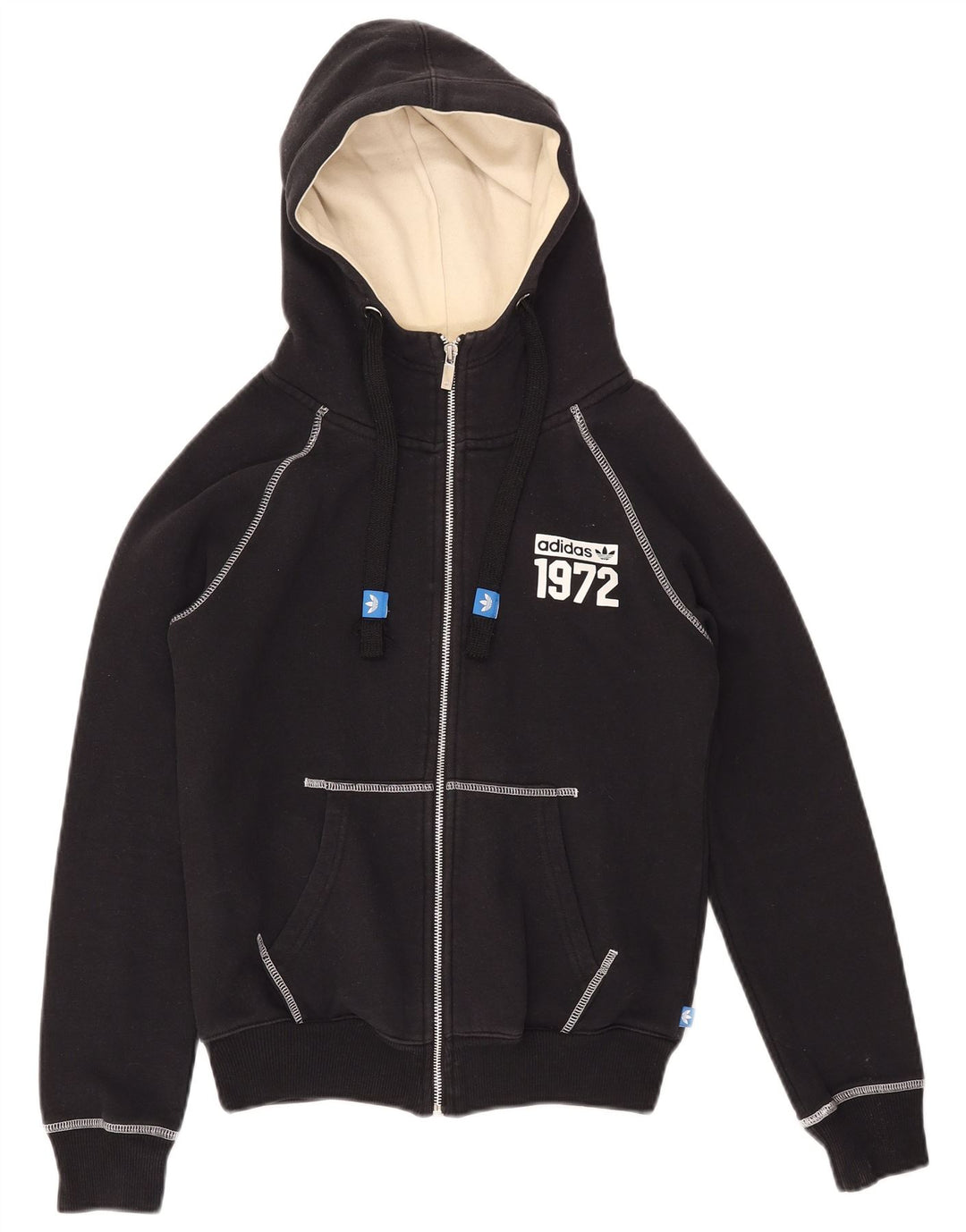 ADIDAS Damen Graphic Hoodie Pullover UK 10 Small Schwarz Baumwolle