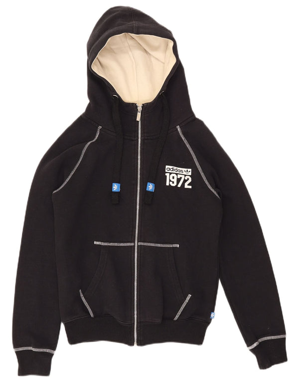 ADIDAS Damen Graphic Hoodie Pullover UK 10 Small Schwarz Baumwolle
