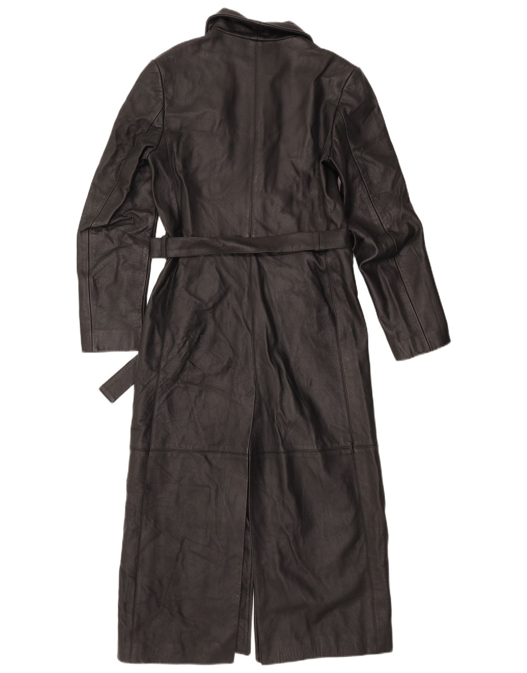 VINTAGE Damen Ledermantel UK 10 Small Schwarz