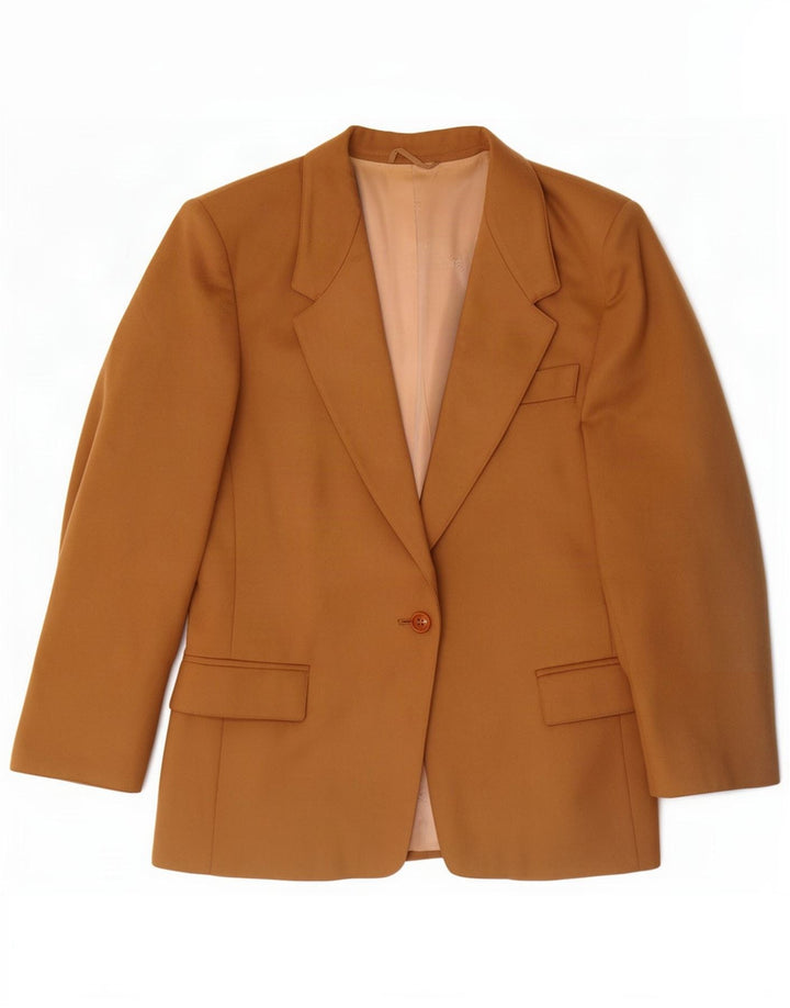 Max Mara Damen-Blazerjacke mit 1 Knopf, UK 14, große braune Wolle
