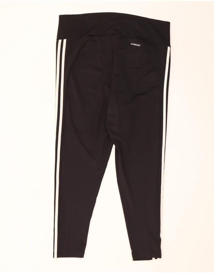 Adidas Damen Crop Leggings UK 20/22 XL Schwarz Polyester