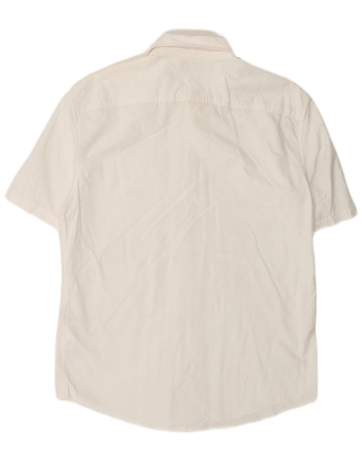 Jack Wills Herren Kurzarm-Slim-Fit-Hemd aus mittelweißer Baumwolle