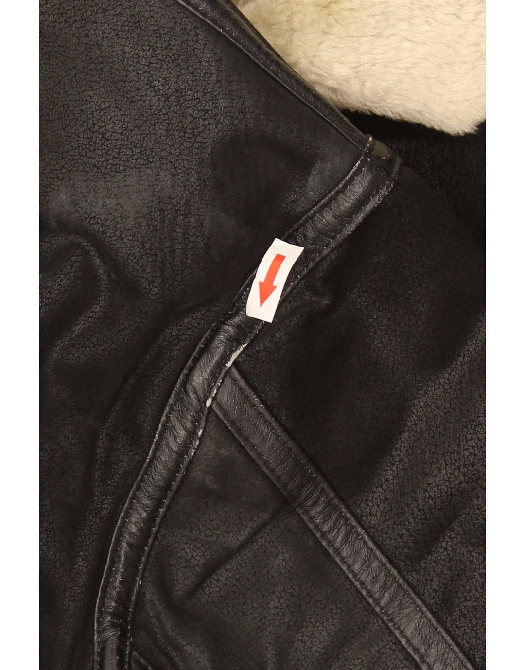 Conbipel Herren Shearling Jacke UK 42 XL Schwarzes Leder