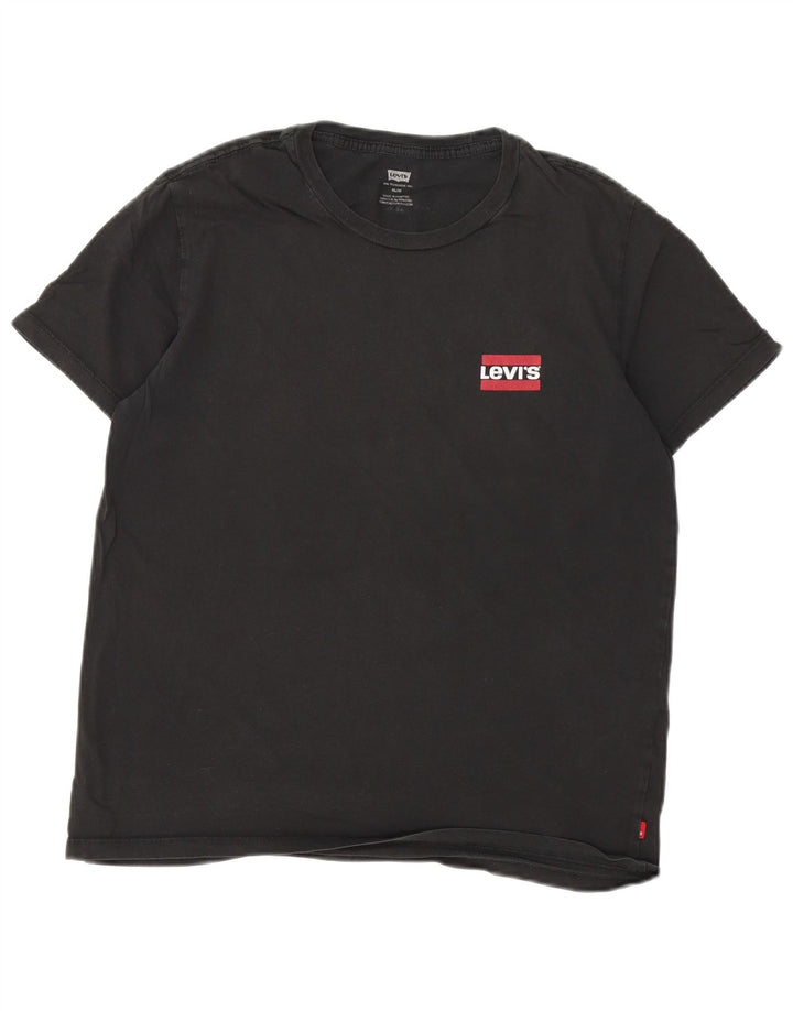 Levi's Damen Slim T-Shirt Top UK 16 Large Schwarz Baumwolle