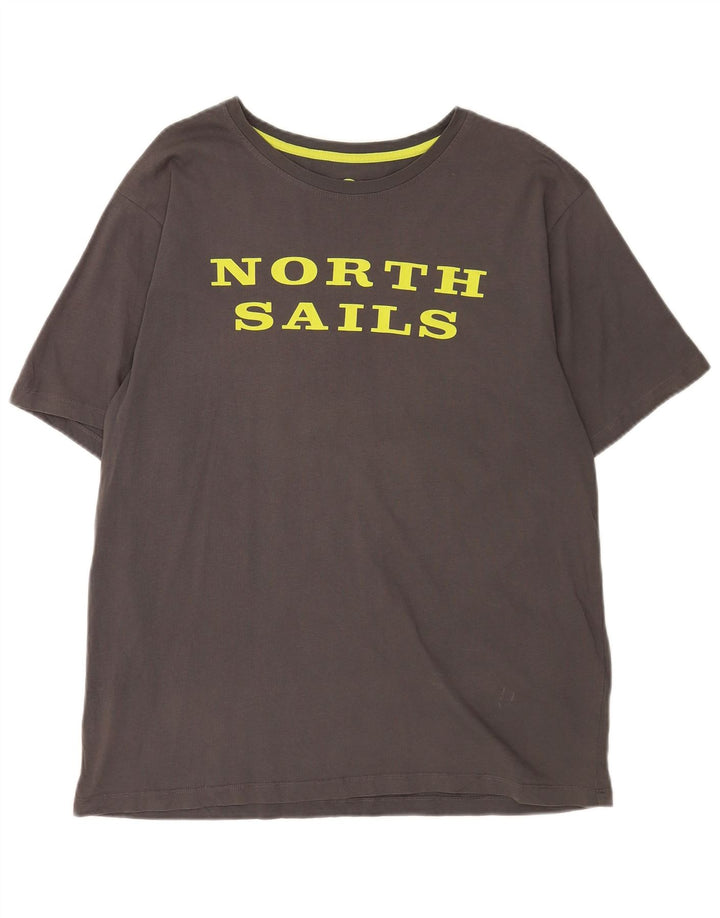 NORTH SAILS Herren Grafik-T-Shirt-Oberteil XL aus grauer Baumwolle
