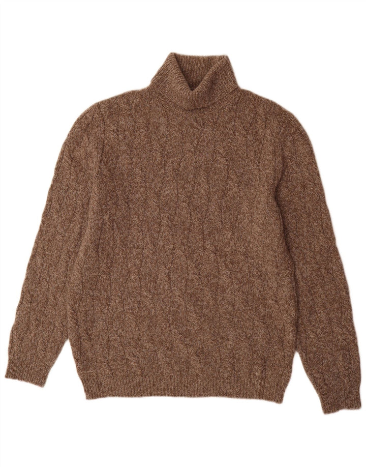 Massimo Dutti Herren-Pullover mit Rollkragen, groß, braun gefleckt