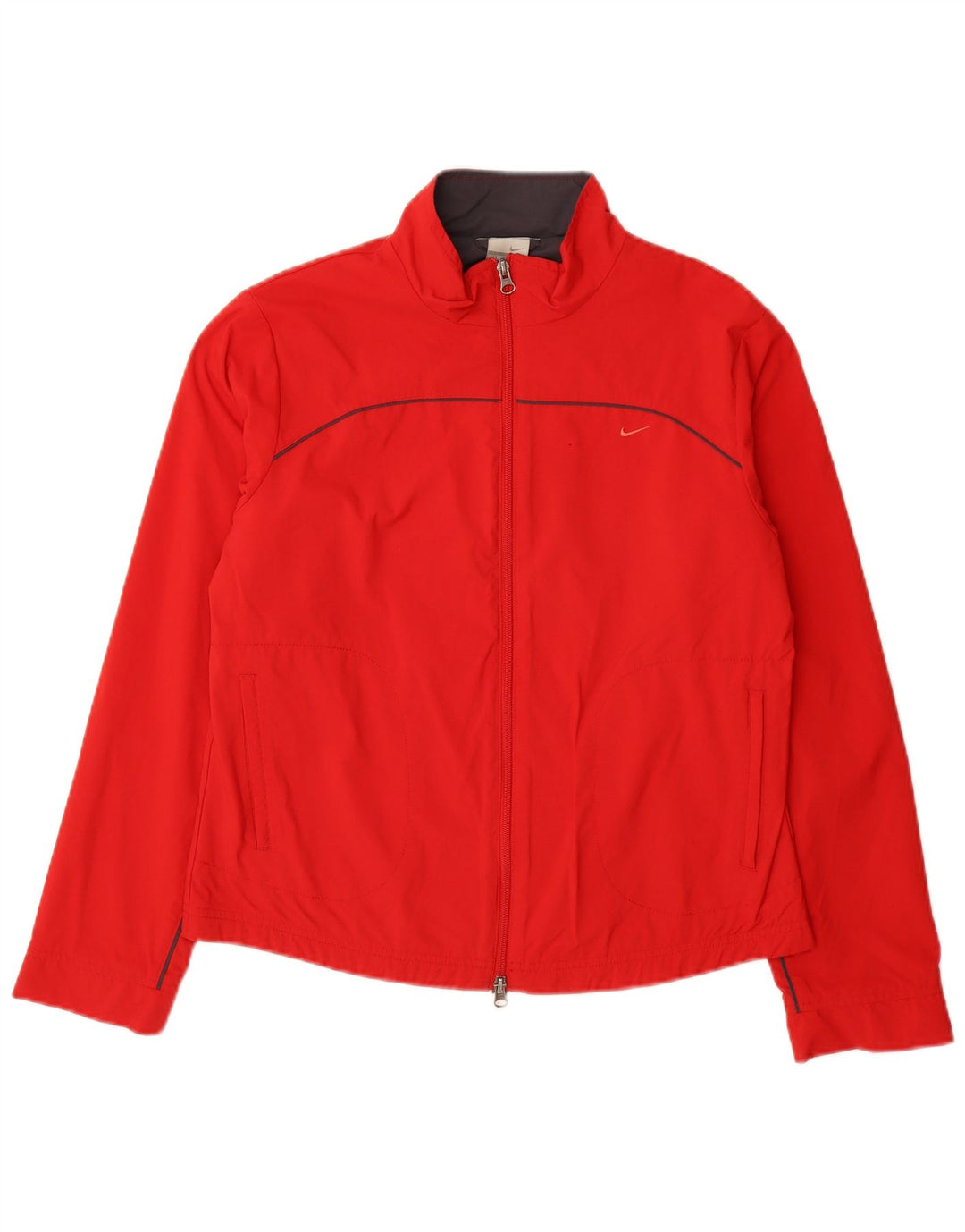 NIKE Damen-Trainingsanzug-Oberjacke UK 10/12 Mittelrotes Nylon