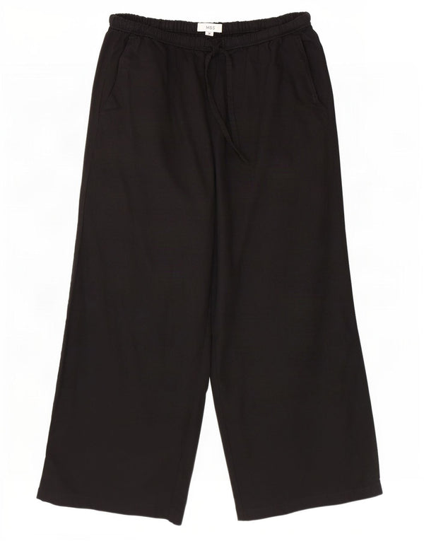 Marks & Spencer Damen-Hose mit hoher Taille, kurz geschnitten, UK 14, Größe L, W32, L24, Schwarz