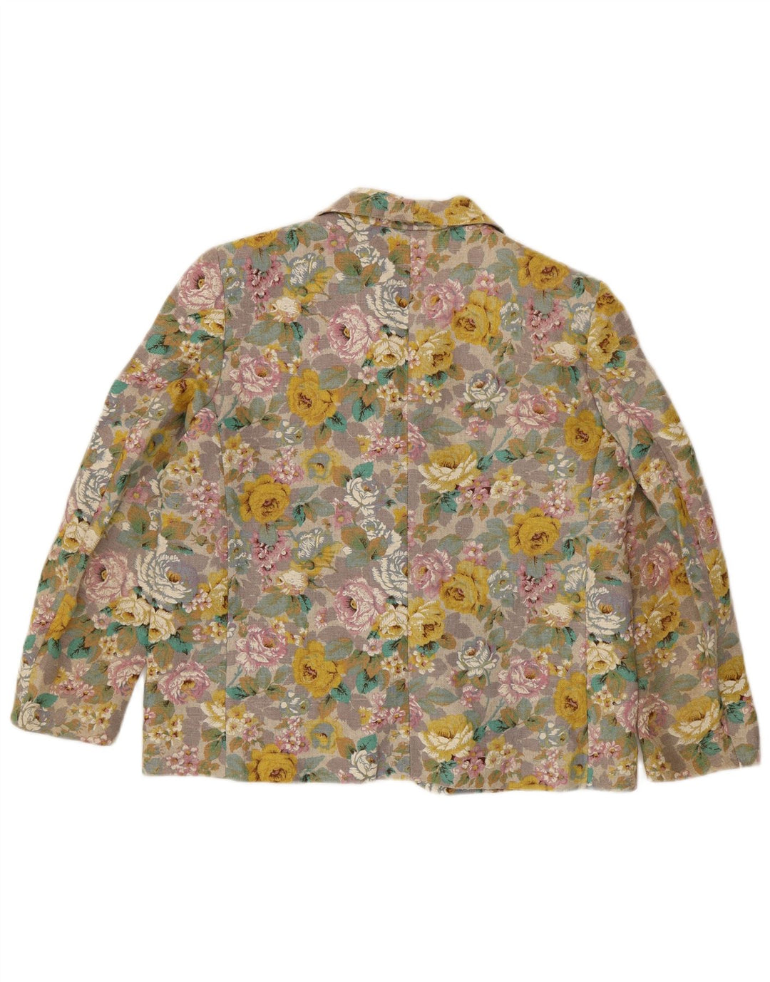 Vintage Damen 3-Knopf-Blazerjacke UK 16 Großes mehrfarbiges Blumenmuster