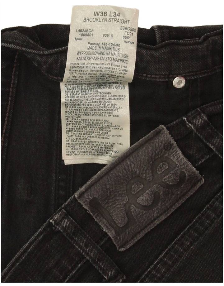 Lee Damen Brooklyn Straight Jeans W36 L34 Schwarze Baumwolle