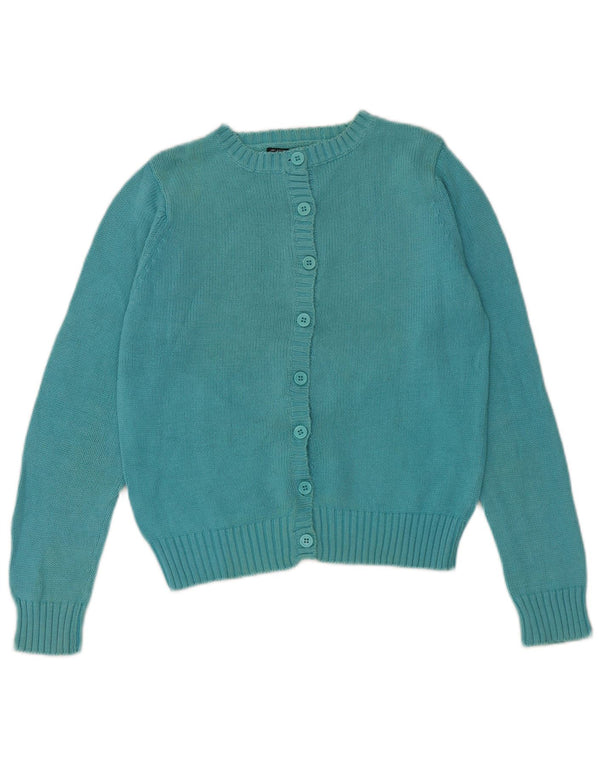 Zara Damen Crop Cardigan Pullover UK 14 Große blaue Baumwolle