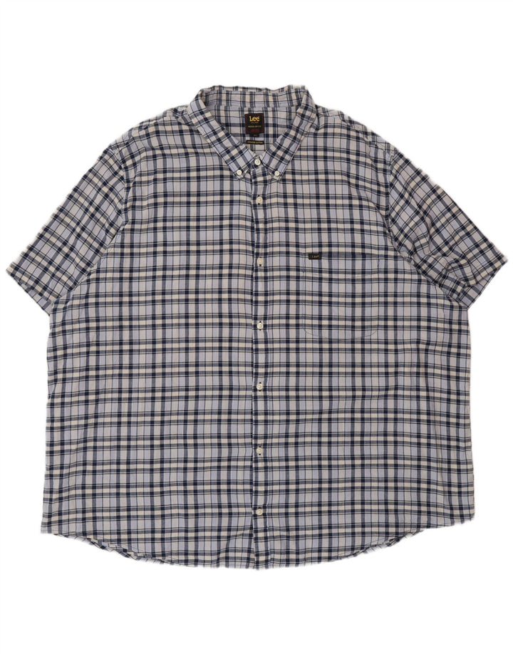 Lee Herren-Hemd mit normaler Passform und kurzen Ärmeln, 5XL, blau kariert, Baumwolle