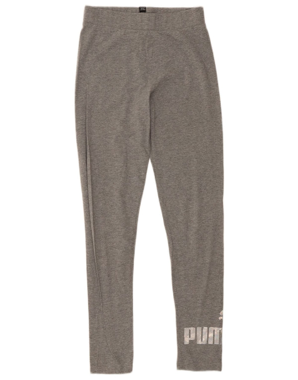 Puma Mädchen-Grafik-Leggings, 15–16 Jahre, graue Baumwolle
