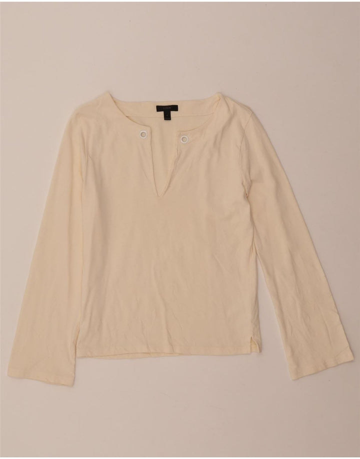 J. Crew Damen Langarm-Blusenoberteil UK 10 Small Beige Baumwolle