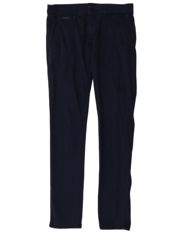 GUESS Damen Daniel Super Skinny Chinohose W31 L32 Marineblaue Baumwolle