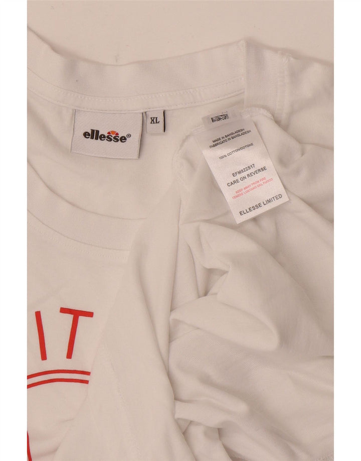 ELLESSE Herren Grafik-Weste-Top XL aus weißer Baumwolle