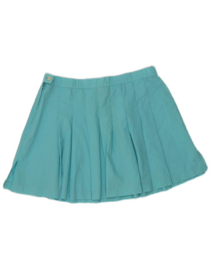 Sergio Tacchini Damen Falten-Minirock W28 mittelblaue Baumwolle