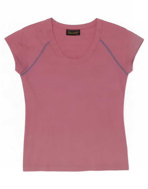 Wrangler Womens Graphic T-Shirt Top UK 12 Mittelrosa