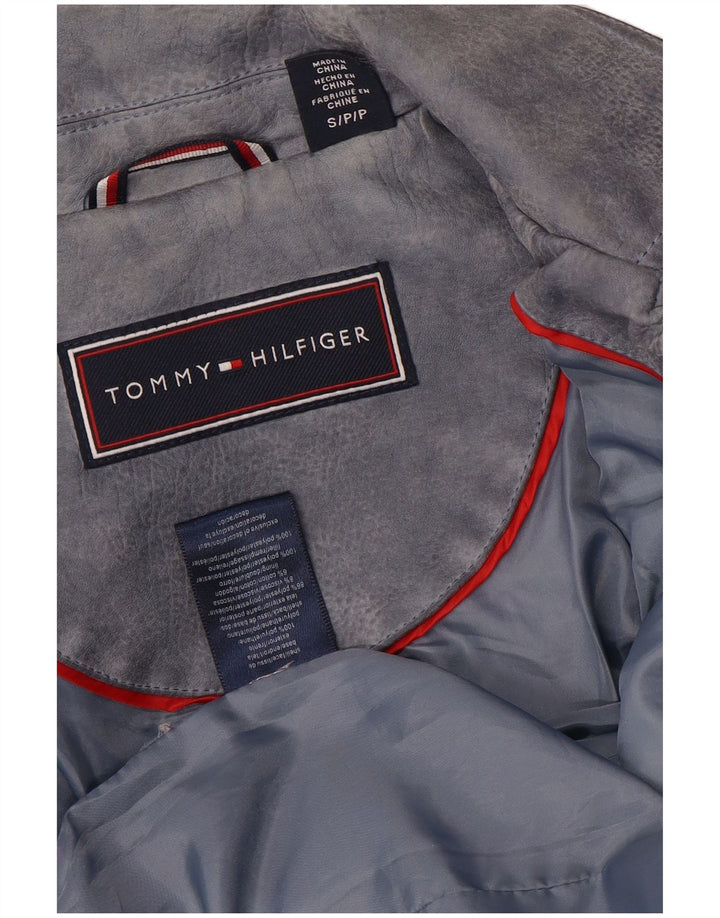 Tommy Hilfiger Damen Kunstleder Bikerjacke UK 10 Small Grau