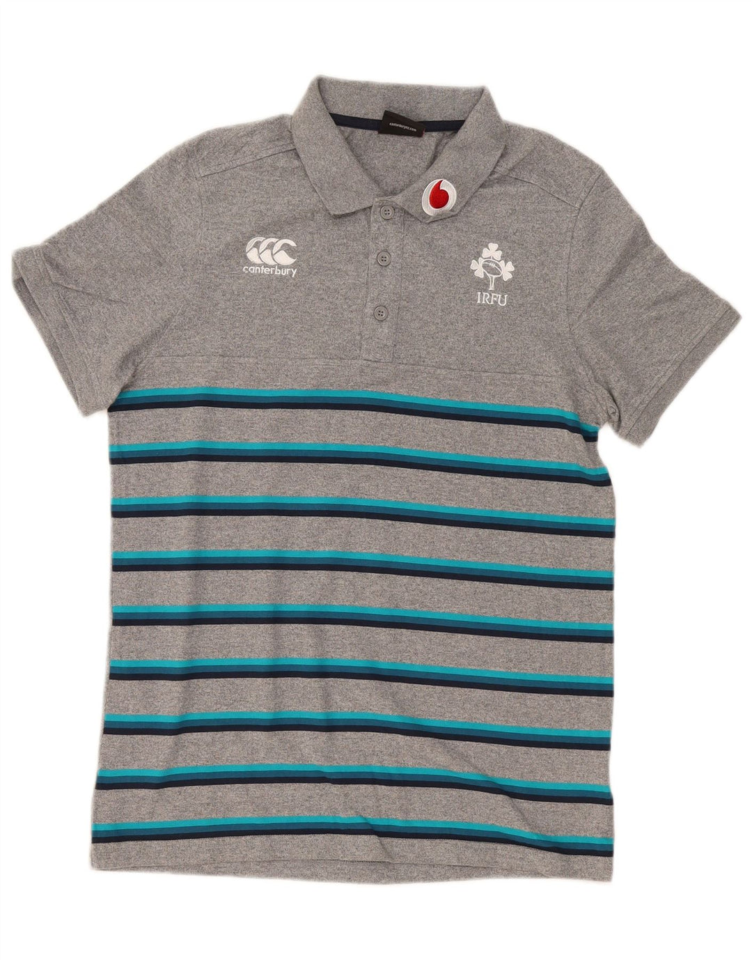 Canterbury Herren-Poloshirt mit Grafik, klein, grau gestreift, Baumwolle