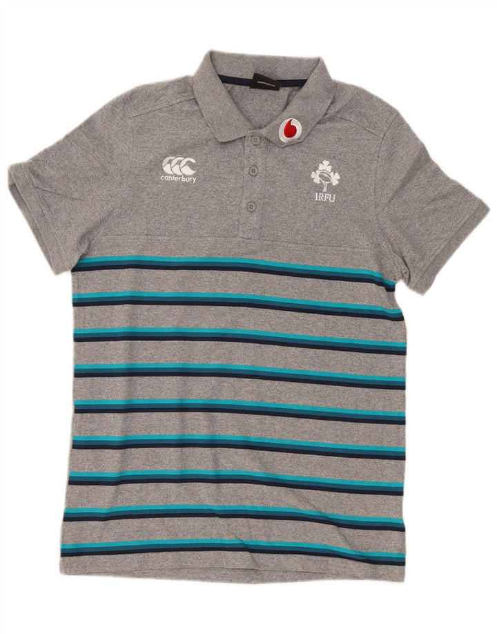Canterbury Herren-Poloshirt mit Grafik, klein, grau gestreift, Baumwolle