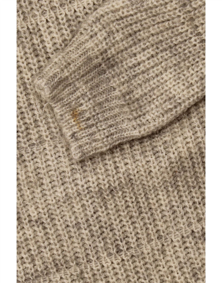 Vintage Damen Longline Rundhalspullover Pullover UK 14 Mittelgrau