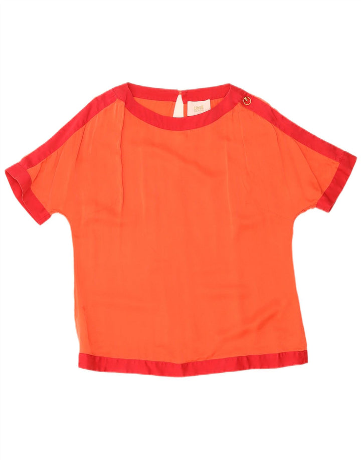 Cavalli Damen-Blusenoberteil in Übergröße, US 1, XS, Orange, Colourblock-Seide