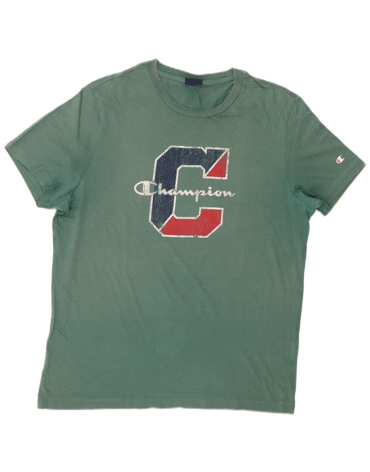 Champion Herren T-Shirt mit Grafik, Größe L, Grün
